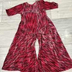 Indian Pakistani kids velvet sharara and top set